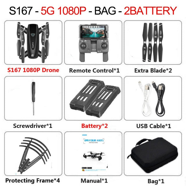 2020 New GPS Drone With Camera 5G WIFI FPV RC Foldable Quadcopter Drone 4K Off-Point Flying Gesture Photos Video Helicopter Toy GPS 5G 1080P 2B - Tophatter Daily Deals