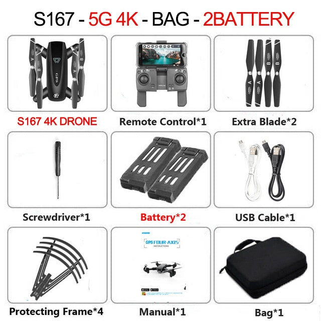 2020 New GPS Drone With Camera 5G WIFI FPV RC Foldable Quadcopter Drone 4K Off-Point Flying Gesture Photos Video Helicopter Toy GPS 5G 4K 2B - Tophatter Daily Deals