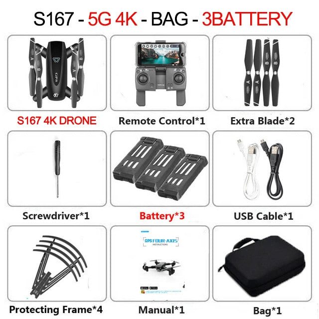 2020 New GPS Drone With Camera 5G WIFI FPV RC Foldable Quadcopter Drone 4K Off-Point Flying Gesture Photos Video Helicopter Toy GPS 5G 4K 3B - Tophatter Daily Deals