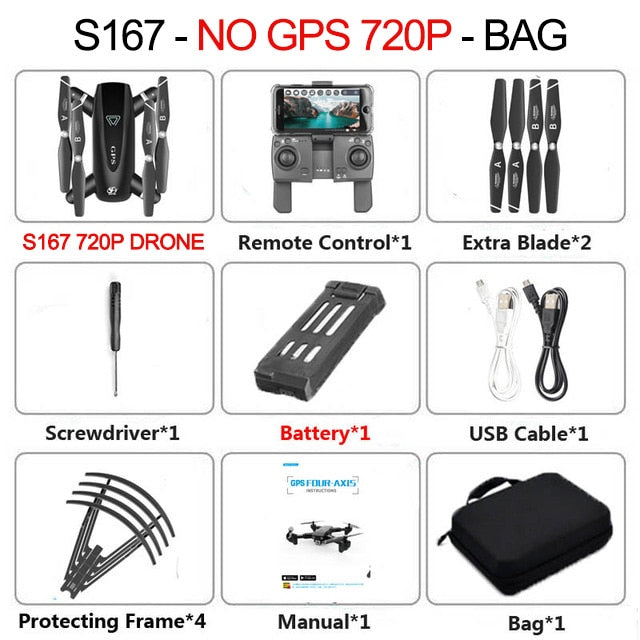 2020 New GPS Drone With Camera 5G WIFI FPV RC Foldable Quadcopter Drone 4K Off-Point Flying Gesture Photos Video Helicopter Toy NoGps 720P Bag - Tophatter Daily Deals