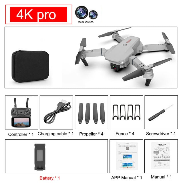 SHAREFUNBAY E88 pro drone 4k HD dual camera visual positioning 1080P WiFi fpv drone height preservation rc quadcopter 4K pro 1B 2 - Tophatter Daily Deals