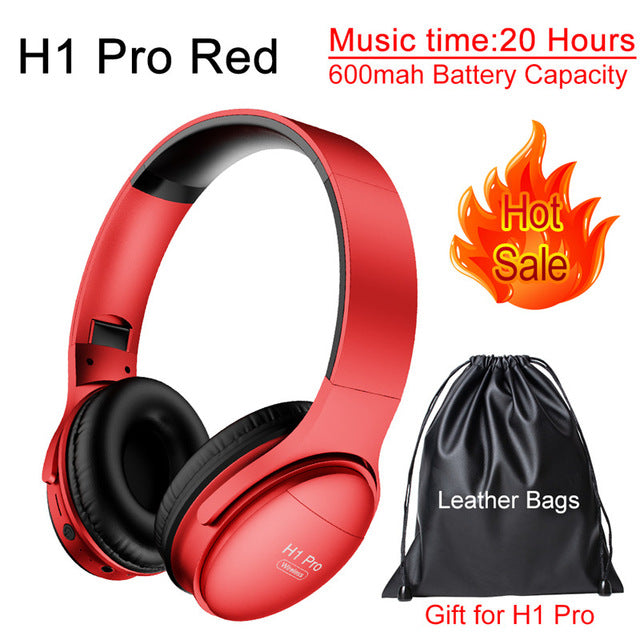 AWI H1 Pro Bluetooth Headphones Wireless Earphone Over-ear Noise HiFi Stereo Canceling Gaming Headset with Mic Support TF Card H1 Pro Red CHINA - Tophatter Daily Deals