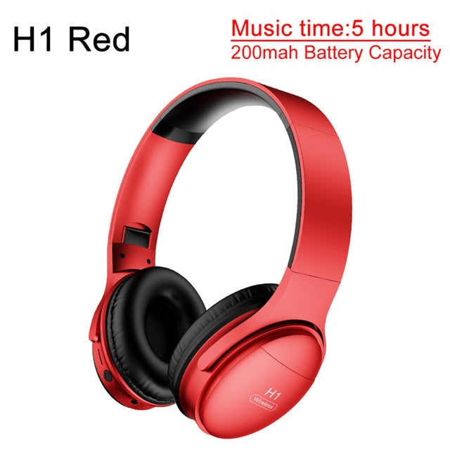 AWI H1 Pro Bluetooth Headphones Wireless Earphone Over-ear Noise HiFi Stereo Canceling Gaming Headset with Mic Support TF Card H1 Red CHINA - Tophatter Daily Deals