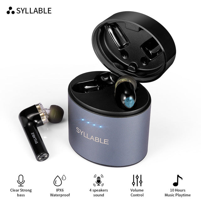 Original SYLLABLE S119 bluetooth V5.0 bass earphones wireless headset noise reduction SYLLABLE S119 Volume control earbuds Default Title - Tophatter Daily Deals
