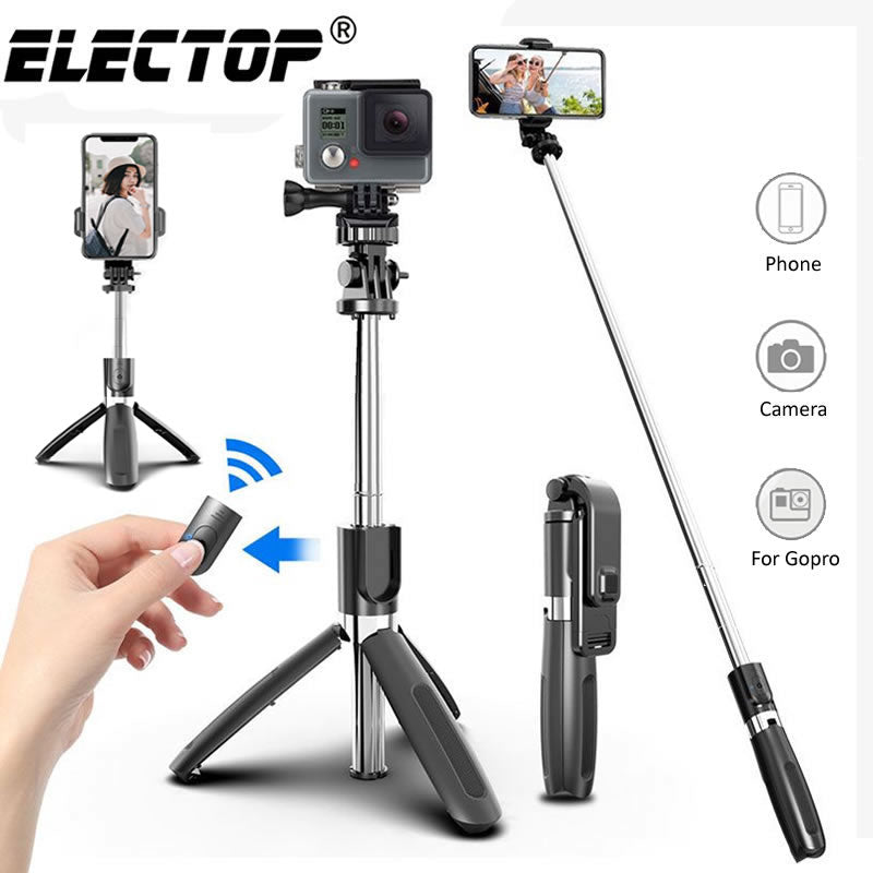 Electop Wireless bluetooth Selfie Stick Tripod Foldable Tripod Monopods Universal for SmartPhones for Gopro Sports Action Camera - Tophatter Daily Deals