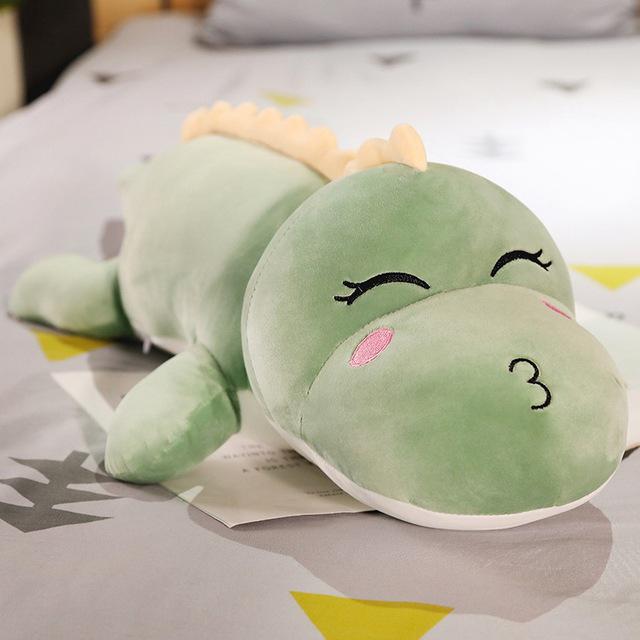 Kawaii Dinosaur Plush Cushion Big Green, Blue, Pink (up to 120cm) Alligator Crocodile Green Eyes Closed Animals - Tophatter Daily Deals