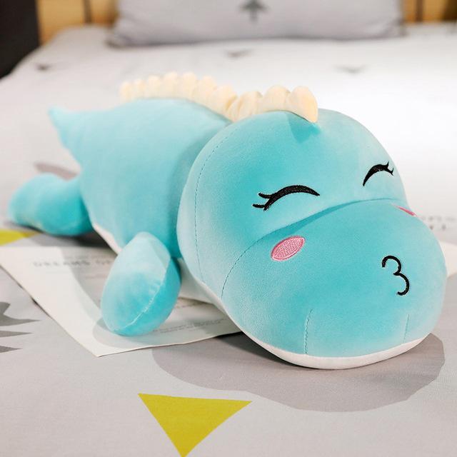 Kawaii Dinosaur Plush Cushion Big Green, Blue, Pink (up to 120cm) Alligator Crocodile Blue Eyes Closed Animals - Tophatter Daily Deals