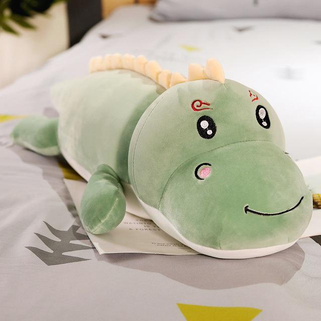 Kawaii Dinosaur Plush Cushion Big Green, Blue, Pink (up to 120cm) Alligator Crocodile Green Eyes Open Animals - Tophatter Daily Deals