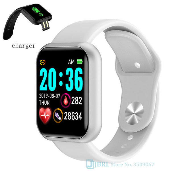 Fashion Square Smartwatch Women Waterproof Sport Watch Electronic Ladies Wrist Watch For Andriod Ios Female Smart watch Clock Y68 white - Tophatter Daily Deals