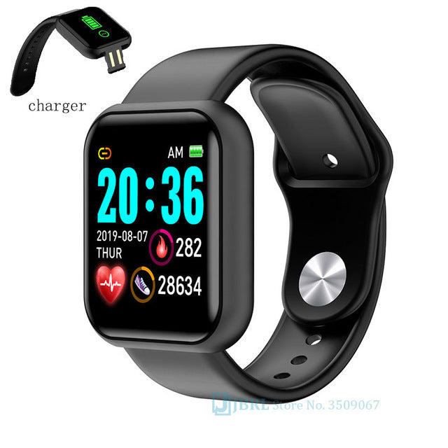 Fashion Square Smartwatch Women Waterproof Sport Watch Electronic Ladies Wrist Watch For Andriod Ios Female Smart watch Clock Y68 black - Tophatter Daily Deals