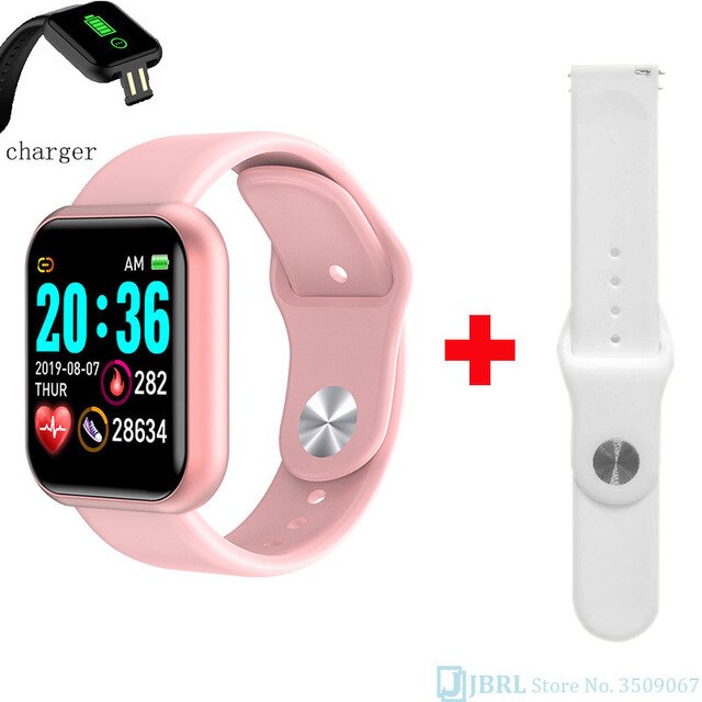 Fashion Square Smartwatch Women Waterproof Sport Watch Electronic Ladies Wrist Watch For Andriod Ios Female Smart watch Clock Y68 p add strap - Tophatter Daily Deals