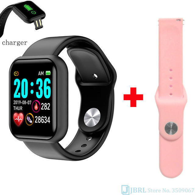 Fashion Square Smartwatch Women Waterproof Sport Watch Electronic Ladies Wrist Watch For Andriod Ios Female Smart watch Clock Y68 b add strap2 - Tophatter Daily Deals