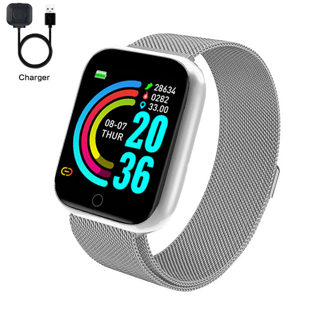 Fashion Square Smartwatch Women Waterproof Sport Watch Electronic Ladies Wrist Watch For Andriod Ios Female Smart watch Clock Y68s silver steel - Tophatter Daily Deals