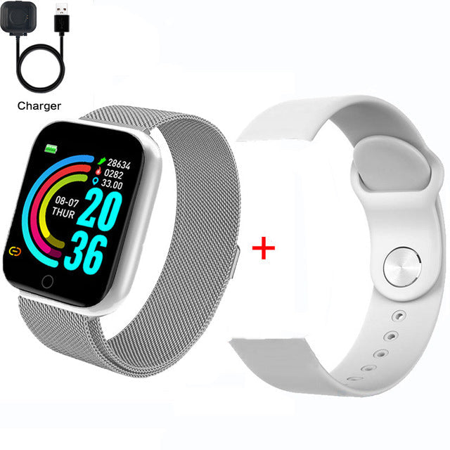 Fashion Square Smartwatch Women Waterproof Sport Watch Electronic Ladies Wrist Watch For Andriod Ios Female Smart watch Clock Y68s add white strap - Tophatter Daily Deals