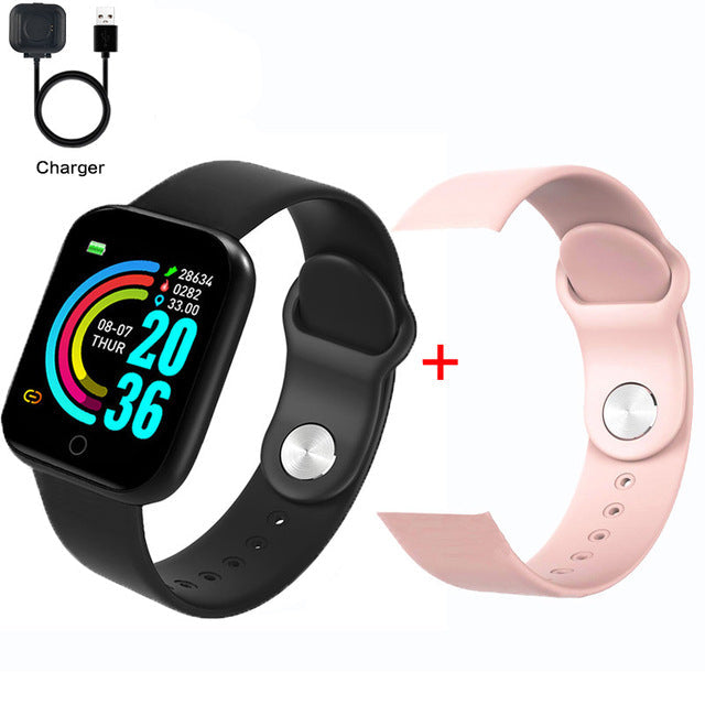 Fashion Square Smartwatch Women Waterproof Sport Watch Electronic Ladies Wrist Watch For Andriod Ios Female Smart watch Clock Y68s w add strap - Tophatter Daily Deals