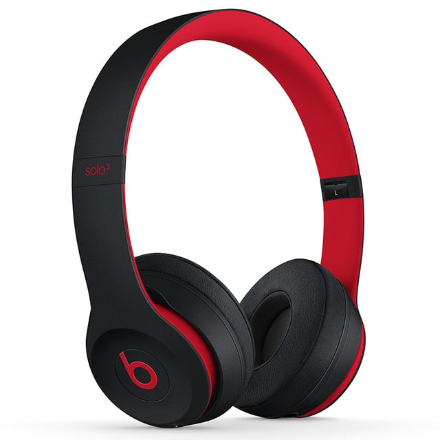 Beats Solo 3 On-Ear Wireless Bluetooth Headphones Gaming Sport Headset Deep Bass Earphone Hands-free with Mic Beats By Dre Solo3 black red - Tophatter Daily Deals