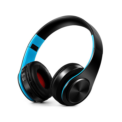 New Portable Wireless Headphones Bluetooth Stereo Foldable Headset Audio Mp3 Adjustable Earphones with Mic for Music 2Black blue - Tophatter Daily Deals