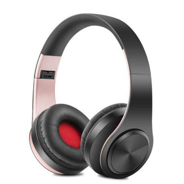 New Portable Wireless Headphones Bluetooth Stereo Foldable Headset Audio Mp3 Adjustable Earphones with Mic for Music 7rose black - Tophatter Daily Deals
