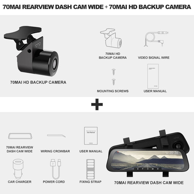 2020 New 9.35 Inch Full Screen 70mai Rearview Dash Cam Wide 1080P Auto Cam 130FOV 70mai Mirror Car Recorder Stream Media Car DVR HD Backup Cam - Tophatter Daily Deals