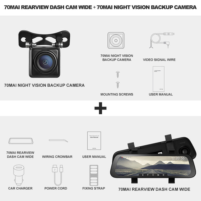2020 New 9.35 Inch Full Screen 70mai Rearview Dash Cam Wide 1080P Auto Cam 130FOV 70mai Mirror Car Recorder Stream Media Car DVR Night Vision Backup - Tophatter Daily Deals