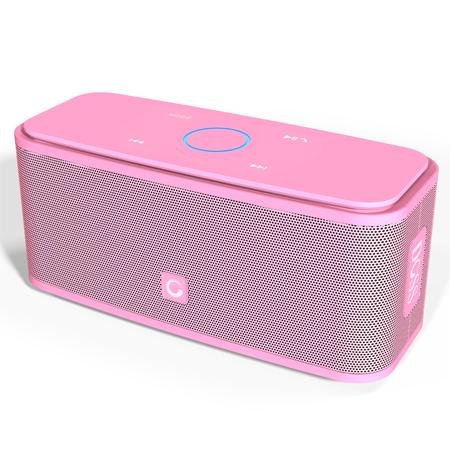 DOSS SoundBox Touch Control Bluetooth Speaker 2*6W Portable Wireless Speakers Stereo Sound Box with Bass and Built-in Mic Pink - Tophatter Daily Deals