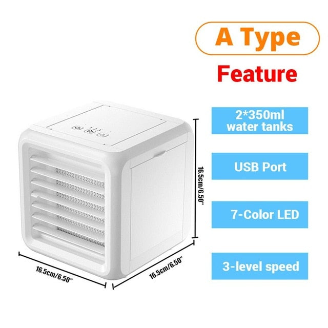 Mini Portable Air Conditioner 7 Colors Light Conditioning Humidifier Purifier USB Desktop Air Cooler Fan With 2 Water Tanks Home A - Tophatter Daily Deals