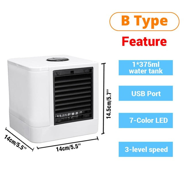 Mini Portable Air Conditioner 7 Colors Light Conditioning Humidifier Purifier USB Desktop Air Cooler Fan With 2 Water Tanks Home B - Tophatter Daily Deals