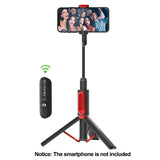 BlitzWolf BW-BS10 Portable bluetooth Selfie Stick with Tripod Extendable Foldable Monopod for iPhone 11 X for Huawei for Xiaomi Black Red - Tophatter Daily Deals