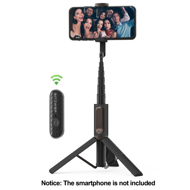 BlitzWolf BW-BS10 Portable bluetooth Selfie Stick with Tripod Extendable Foldable Monopod for iPhone 11 X for Huawei for Xiaomi Gray - Tophatter Daily Deals