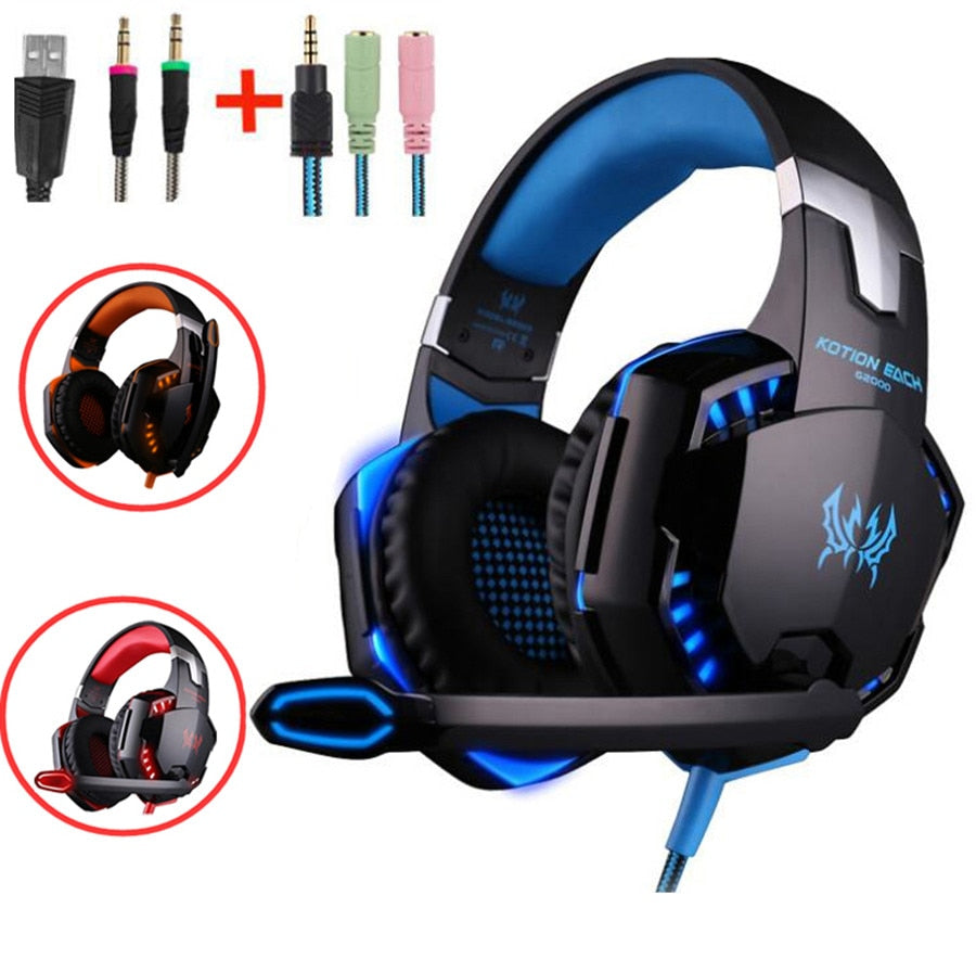 G2000 G9000 Gaming Headsets Big Headphones with Light Mic Stereo Earphones Deep Bass for PC Computer Gamer Laptop PS4 New X-BOX - Tophatter Daily Deals