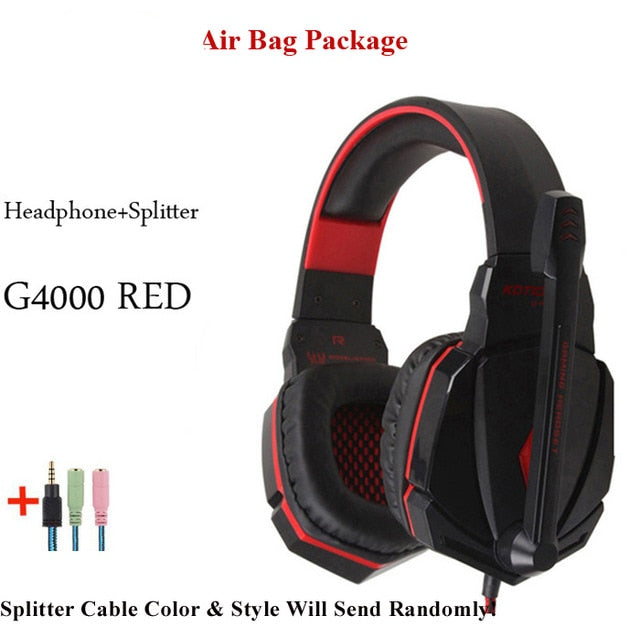 G2000 G9000 Gaming Headsets Big Headphones with Light Mic Stereo Earphones Deep Bass for PC Computer Gamer Laptop PS4 New X-BOX G4000 RED CABLE - Tophatter Daily Deals