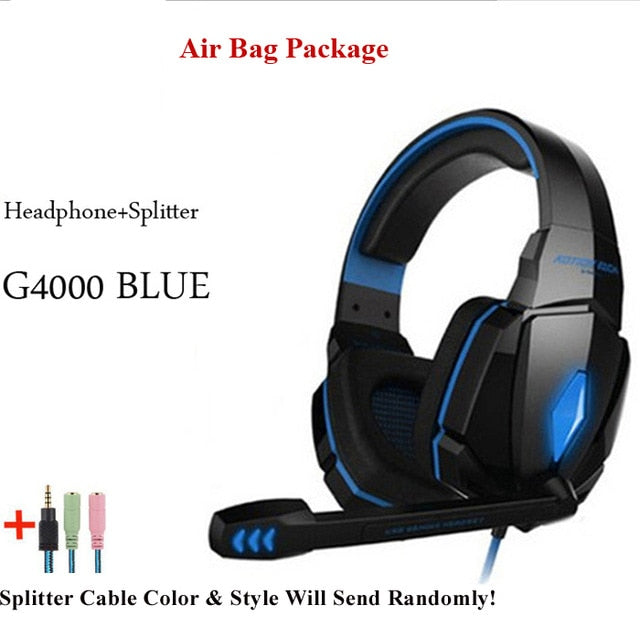 G2000 G9000 Gaming Headsets Big Headphones with Light Mic Stereo Earphones Deep Bass for PC Computer Gamer Laptop PS4 New X-BOX G4000 BLUE CABLE - Tophatter Daily Deals
