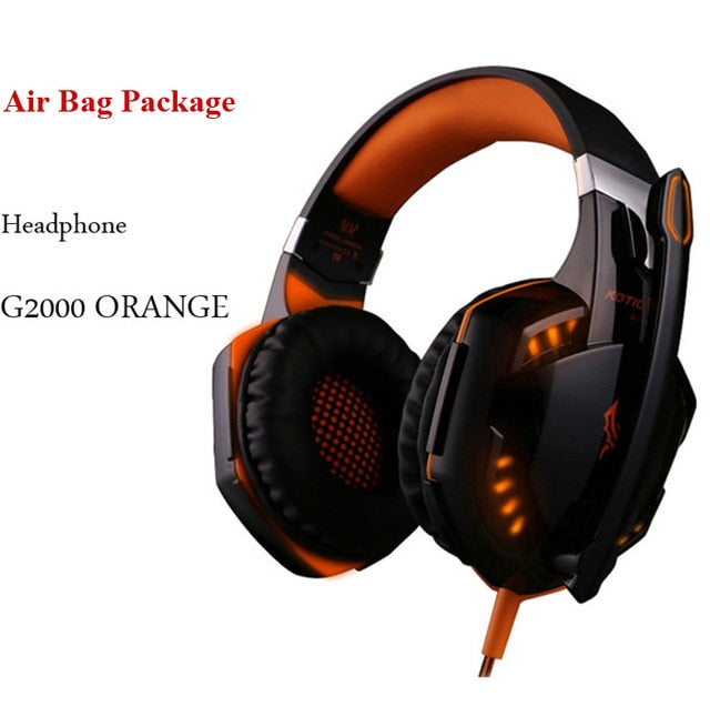 G2000 G9000 Gaming Headsets Big Headphones with Light Mic Stereo Earphones Deep Bass for PC Computer Gamer Laptop PS4 New X-BOX G2000 ORANGE - Tophatter Daily Deals