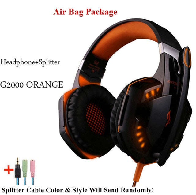 G2000 G9000 Gaming Headsets Big Headphones with Light Mic Stereo Earphones Deep Bass for PC Computer Gamer Laptop PS4 New X-BOX G2000 ORANGE CABLE - Tophatter Daily Deals