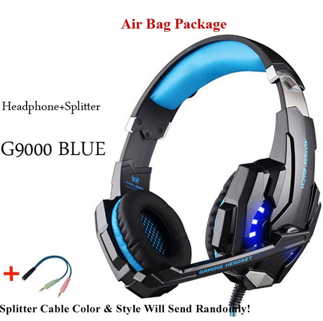 G2000 G9000 Gaming Headsets Big Headphones with Light Mic Stereo Earphones Deep Bass for PC Computer Gamer Laptop PS4 New X-BOX G9000 BLUE CABLE - Tophatter Daily Deals