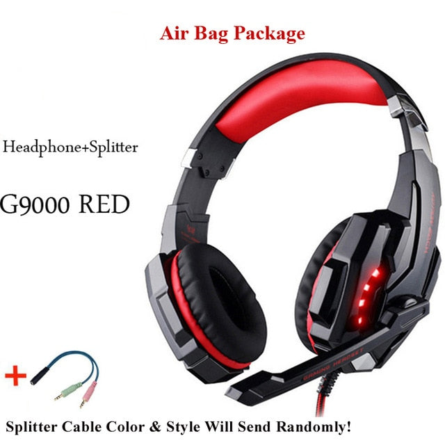 G2000 G9000 Gaming Headsets Big Headphones with Light Mic Stereo Earphones Deep Bass for PC Computer Gamer Laptop PS4 New X-BOX G9000 RED CABLE - Tophatter Daily Deals