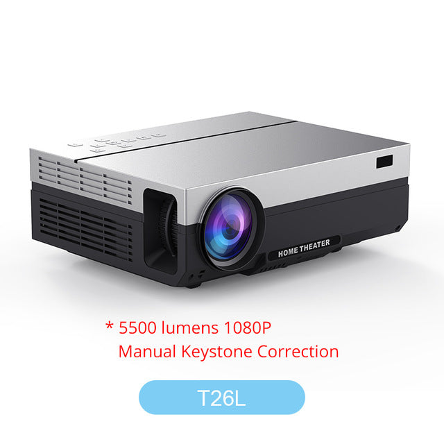Touyinger T26L T26K 1080p LED full HD Projector Video beamer 5500 Lumen FHD 3D Home cinema HDMI ( Android 9.0 wifi AC3 optional) T26L - Tophatter Daily Deals