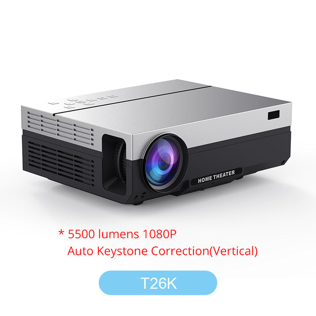 Touyinger T26L T26K 1080p LED full HD Projector Video beamer 5500 Lumen FHD 3D Home cinema HDMI ( Android 9.0 wifi AC3 optional) T26K - Tophatter Daily Deals