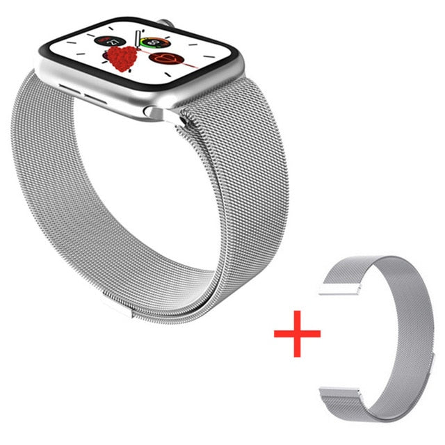 W68 Smart Watch Men Series 5 Full Touch WristBand IP67 Fitness Tracker Bracelet Heart Rate Monitor SmartWatch Women VS W58 Iwo12 Silv ste A Silv Ste - Tophatter Daily Deals