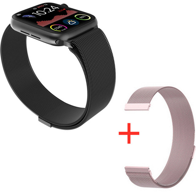 W68 Smart Watch Men Series 5 Full Touch WristBand IP67 Fitness Tracker Bracelet Heart Rate Monitor SmartWatch Women VS W58 Iwo12 bk steel A pk steel - Tophatter Daily Deals