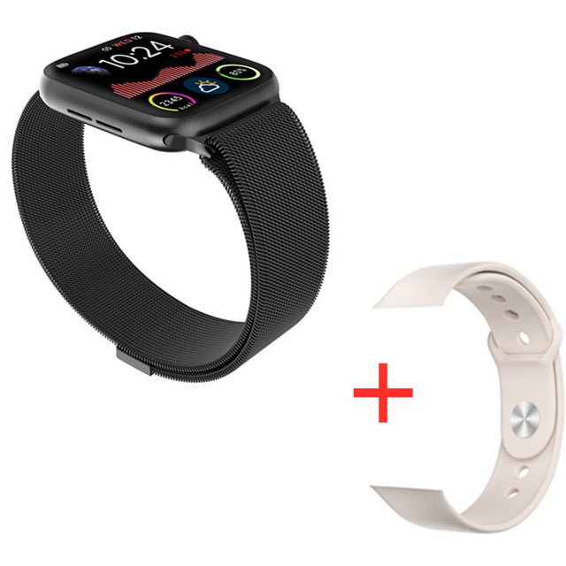 W68 Smart Watch Men Series 5 Full Touch WristBand IP67 Fitness Tracker Bracelet Heart Rate Monitor SmartWatch Women VS W58 Iwo12 bk steel A pk silica - Tophatter Daily Deals