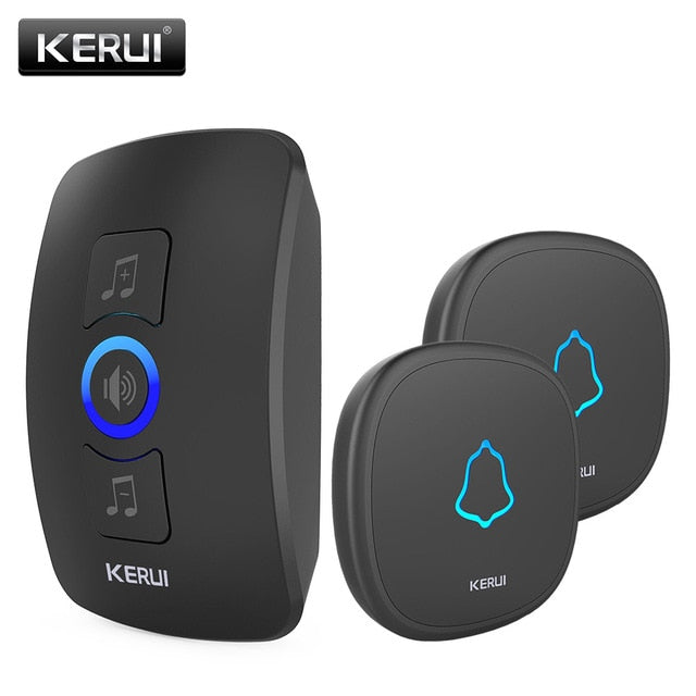 KERUI M525 Home Security Welcome Wireless Doorbell Smart Chimes Doorbell Alarm LED light 32 Songs with Waterproof Touch Button 1receiver 2doorbell - Tophatter Daily Deals
