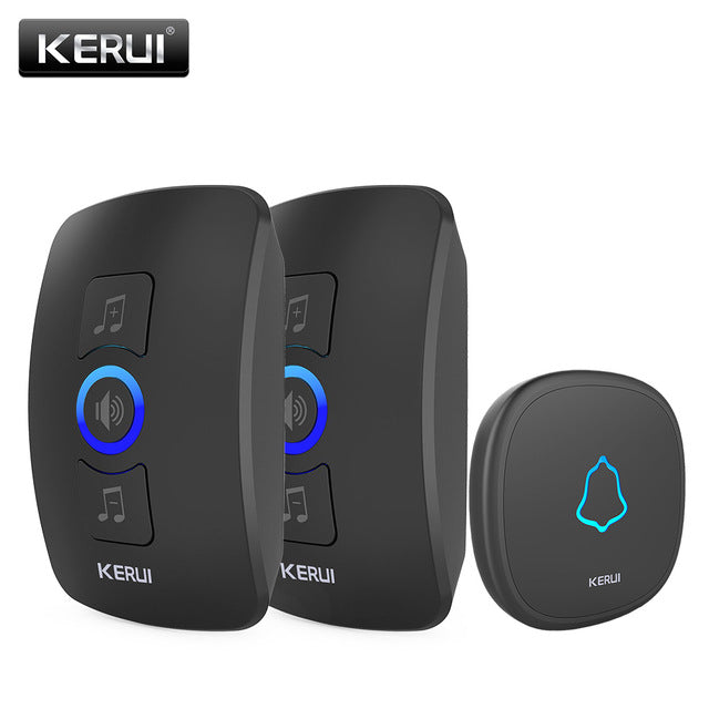 KERUI M525 Home Security Welcome Wireless Doorbell Smart Chimes Doorbell Alarm LED light 32 Songs with Waterproof Touch Button 2receiver 1doorbell - Tophatter Daily Deals