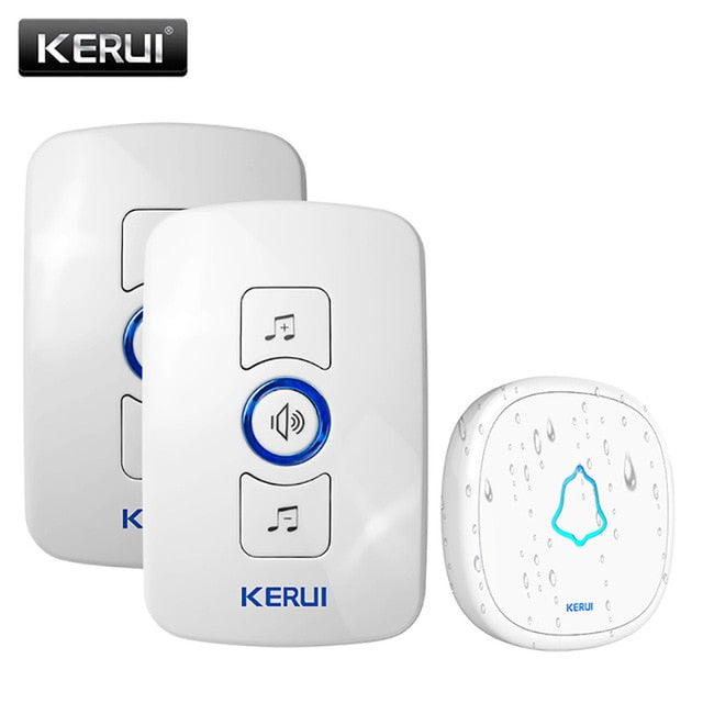 KERUI M525 Home Security Welcome Wireless Doorbell Smart Chimes Doorbell Alarm LED light 32 Songs with Waterproof Touch Button 2receiver 1doorbell - Tophatter Daily Deals