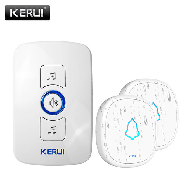 KERUI M525 Home Security Welcome Wireless Doorbell Smart Chimes Doorbell Alarm LED light 32 Songs with Waterproof Touch Button 1receiver 2doorbell - Tophatter Daily Deals