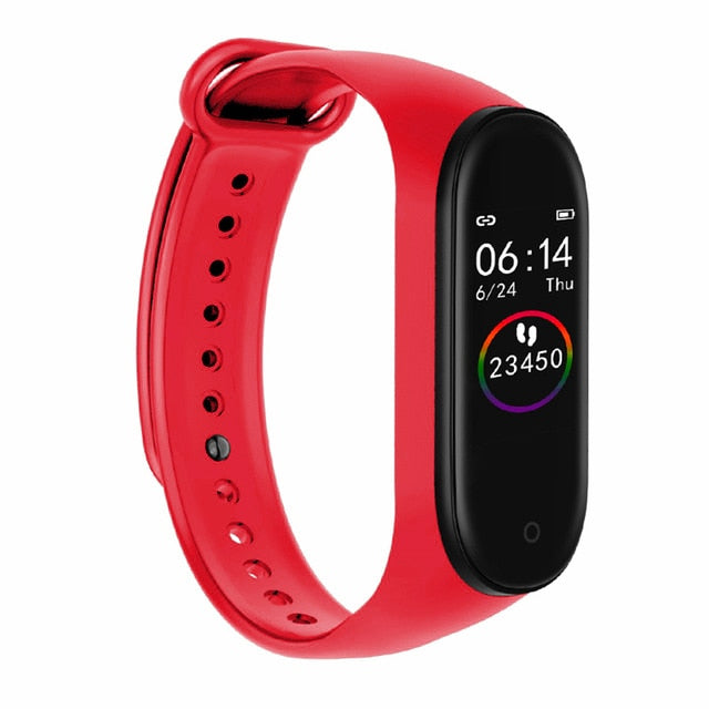 M4 Smart Wristband Band 4 Bracelet Bluetooth Watch Heart Rate Fitness Sleep Monitor Waterproof Smart Bracelet Watch Men Women Red China - Tophatter Daily Deals