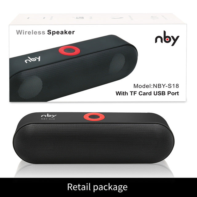 NBY S18 Portable Bluetooth Speaker with Dual Driver Loudspeaker,12 Hours Playtime,HD Audio Subwoofer Wireless Speakers with Mic Black with Box - Tophatter Daily Deals