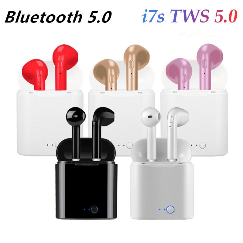 TWS i7 Bluetooth earphones music Headphones business headset sports earbuds suitable wireless Earpieces For xiaomi huawei iphone - Tophatter Daily Deals