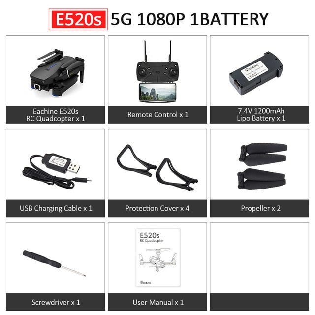 Eachine E520S E520 GPS FOLLOW ME WIFI FPV Quadcopter With 4K/1080P HD Wide Angle Camera Foldable Altitude Hold Durable RC Drone E520S 5G 1080P 1B - Tophatter Daily Deals