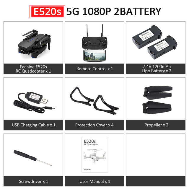 Eachine E520S E520 GPS FOLLOW ME WIFI FPV Quadcopter With 4K/1080P HD Wide Angle Camera Foldable Altitude Hold Durable RC Drone - Tophatter Daily Deals